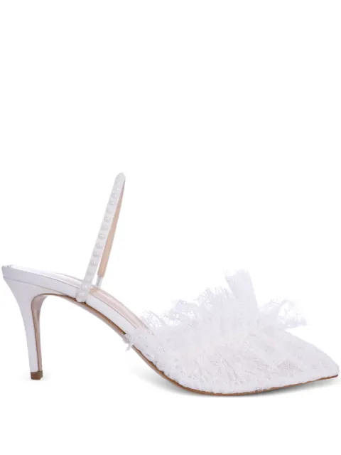 Andrea Wazen 75mm France lace mules White KYAMU075LSPWHI