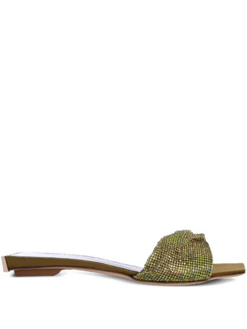 Benedetta Bruzziches Golrarda embellished square-toe slides Green SS25096