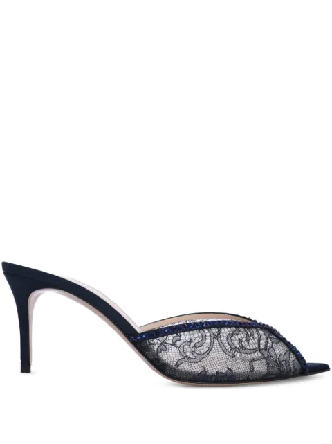 Andrea Wazen 75mm Katy lace-embellished mules Blue KATMU075LSHNAV