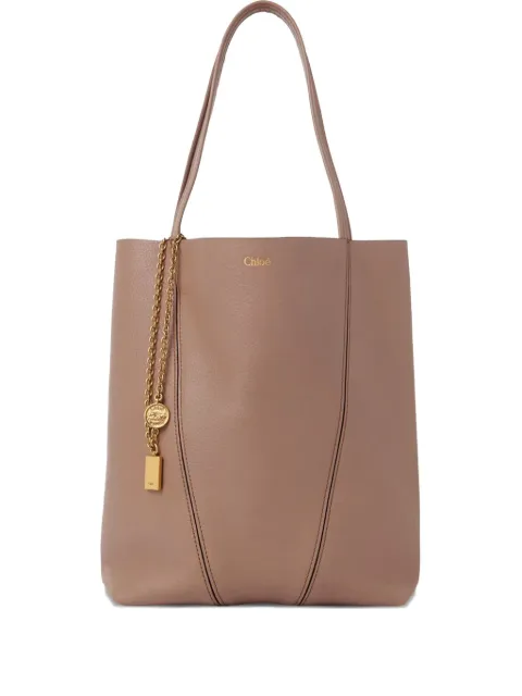 Chloé medium Spin leather chain-detail tote bag Pink CHC25SS811N84