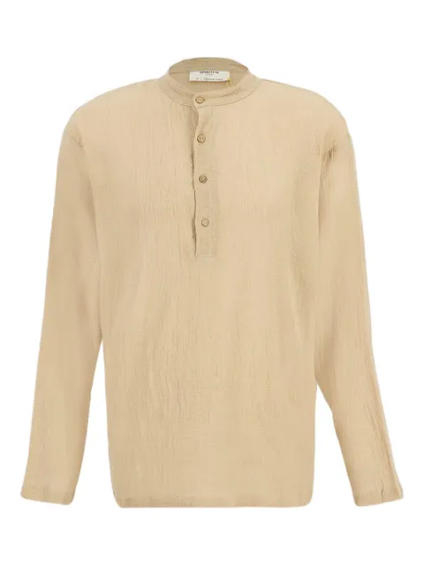 SPIRITUM TULUM button-up cotton- gauze T-shirt Brown GS