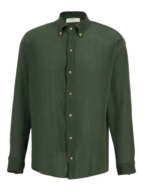 SPIRITUM TULUM button-down collar cotton-gauze shirt Green BS