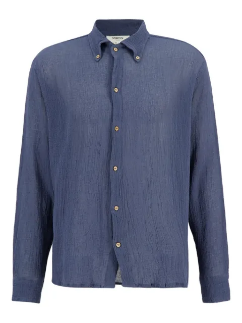 SPIRITUM TULUM button-down cotton-gauze shirt Blue BS