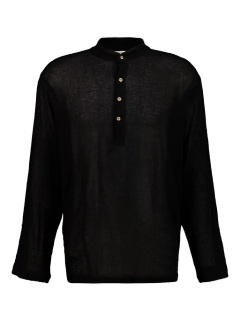 SPIRITUM TULUM Gauze coconut-shell button shirt Black GS