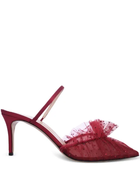 Andrea Wazen 75mm Franca ruffled mules Red KYATG075TSHBOR