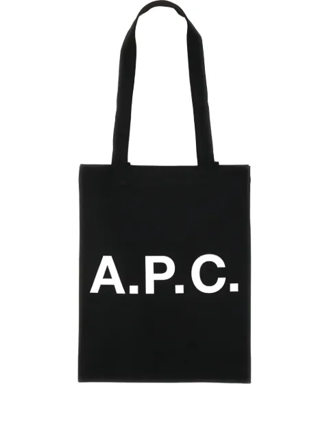 A.P.C. Lou logo-print canvas tote bag Black COZZSM61442
