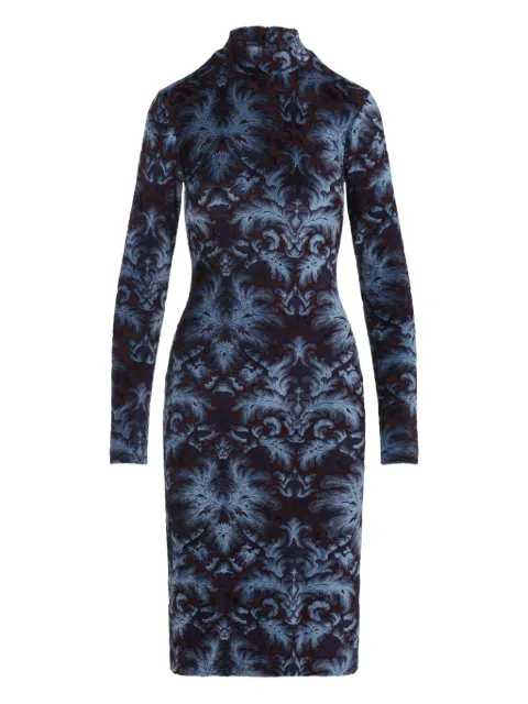 ETRO floral-pattern mock-neck midi dress Blue WRHA023799JJD10
