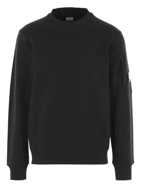 C.P. Company diagonal raised fleece crewneck Lens sweatshirt Black RCCMSS713A005086W999