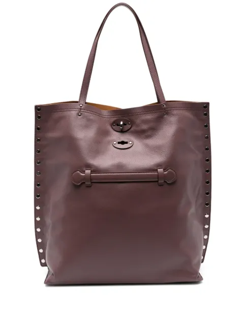 Zanellato medium A'spasso® stud-embellished leather tote bag Red 068790M1910000