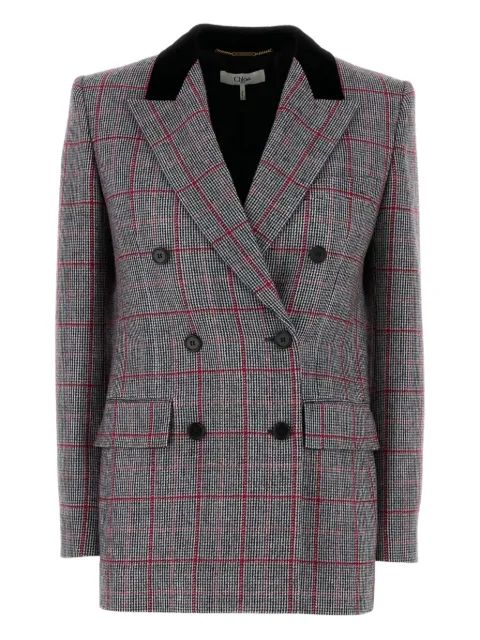 Chloé check-pattern wool blazer Black CH25AVE64097