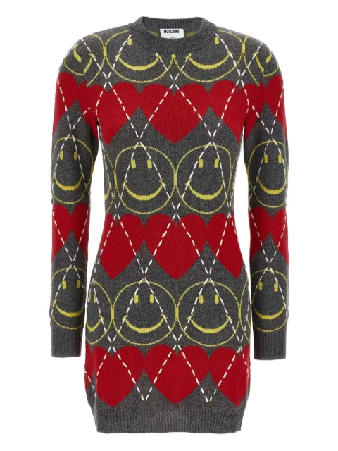 Moschino Smiley® argyle-pattern dress Grey A048655021506