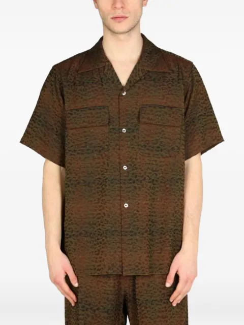 Needles short sleeve shirt Brown KP100BLEOPARD