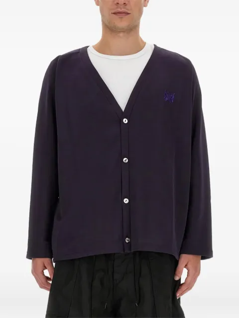 Needles butterfly-embroidered cardigan Purple MR304CEGGPLANT