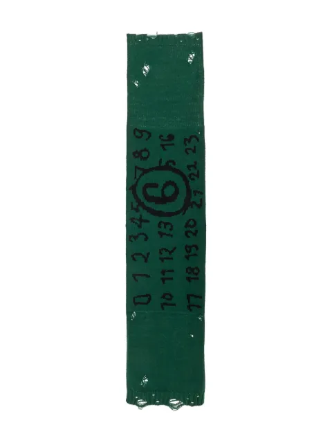 MM6 Maison Margiela number-motif scarf Green S62TE0052M13074002J