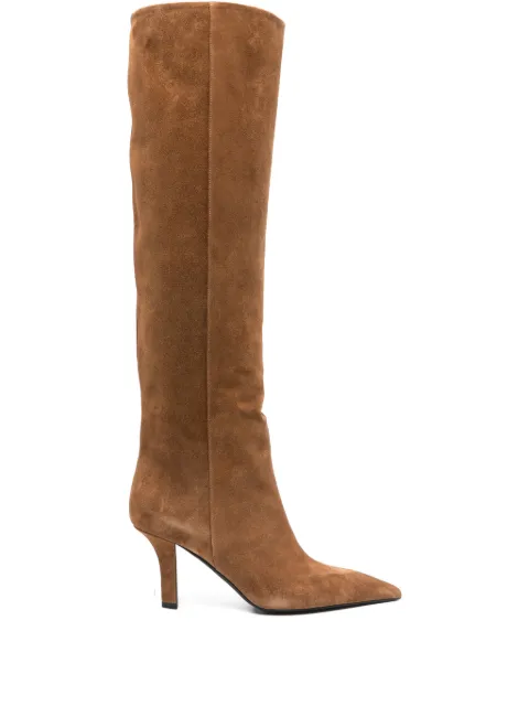 Amina Muaddi Brenda 80 calf suede knee-high boot 80mm Brown BO006080L012BR004CH
