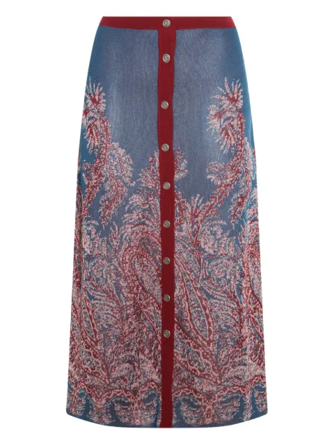 ETRO paisley-jacquard button-front skirt Blue WRKB0050AQ167