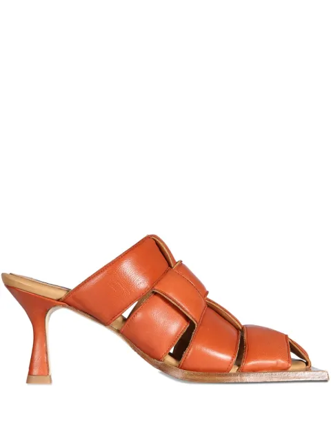 Miista 80mm woven heeled mules Brown MI3729BROWN
