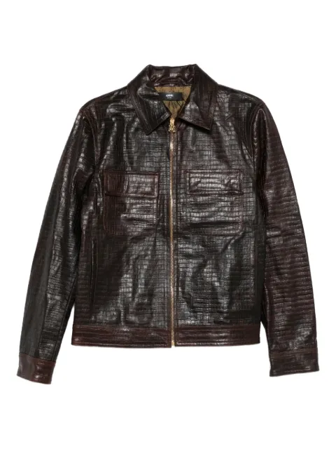 AMIRI embossed-leather zip-front jacket Brown AMLTBN1028