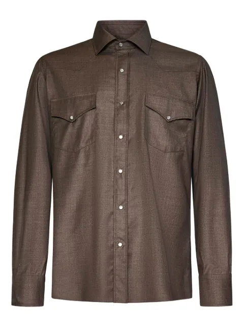 FRANZESE COLLECTION yoke flap-pocket shirt Brown 321850FANGO