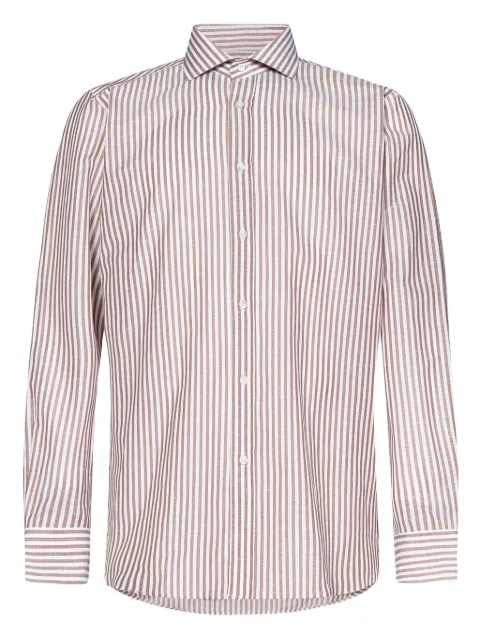FRANZESE COLLECTION David Beckham striped spread-collar shirt Neutrals FRAC4522BTORTORA