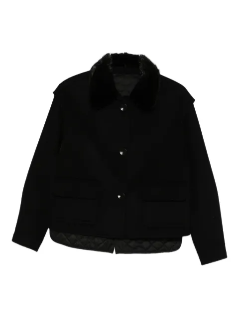 Liska fur-collar quilted-detail jacket Black YG23001