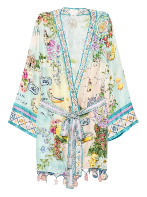 Camilla floral-print wrap cape Green 00035638