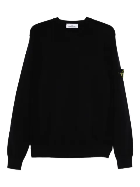 Stone Island logo-patch crew-neck sweater Blue K2S155100001S00A1