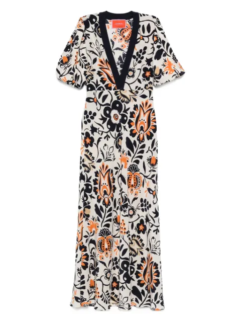 La DoubleJ floral puff-sleeve dress White DRE0927CRE001SEL06