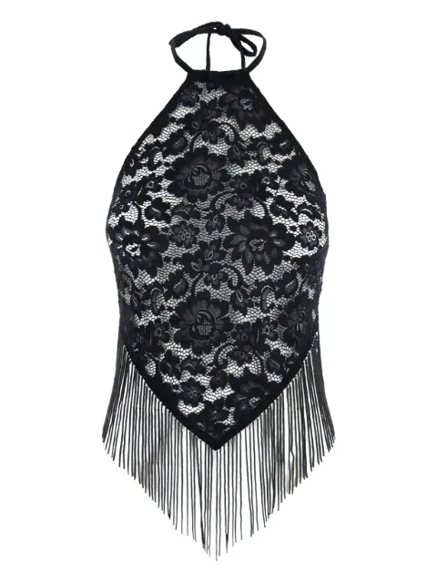 VENUJA lace-panelled halter top Black TP010A