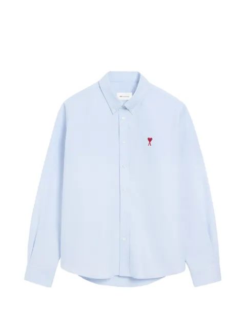 AMI Paris Ami de Coeur embroidery shirt Blue H26BFUSH063CO0031