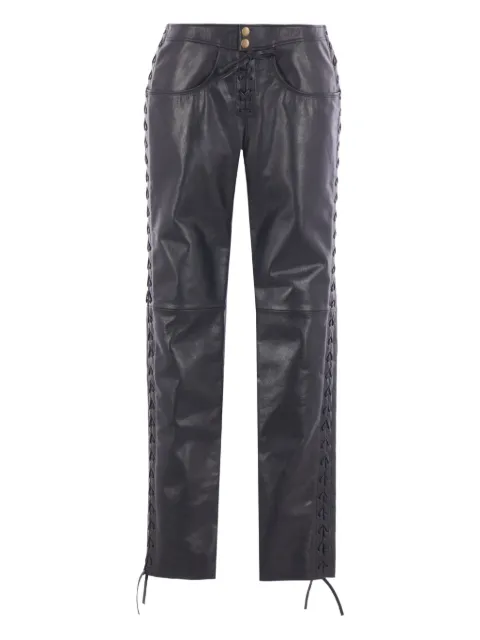 ISABEL MARANT lace-up leather straight trousers Black PA0582FAC3B01I