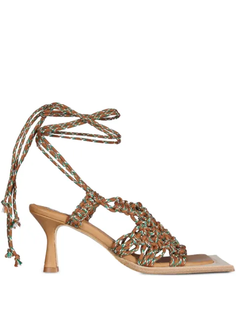 Miista 35mm self-tie heeled sandals Brown MI3722MULTI