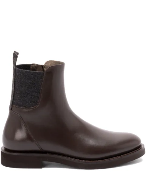 Brunello Cucinelli 30mm Monili-chain leather ankle boots Brown MZOLG3033C8279