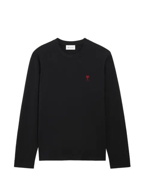 AMI Paris Ami De Coeur organic-cotton long-sleeve T-shirt Black H26BFUTS235724
