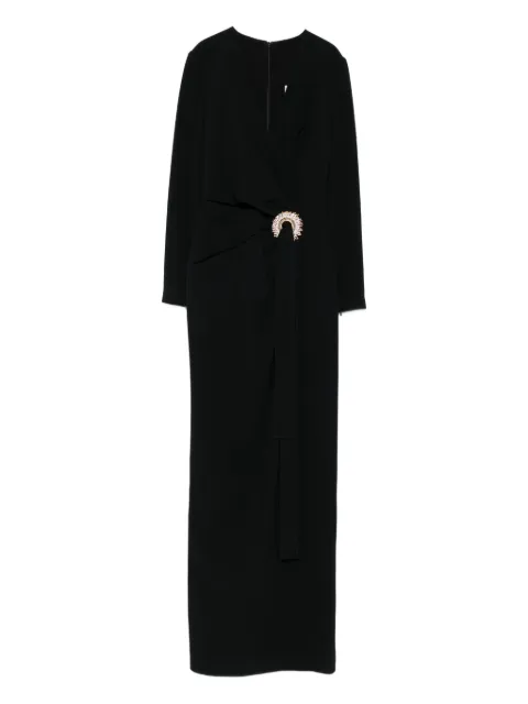 Elie Saab crystal-embellished wrap maxi evening dress Black D0778AP25CD003