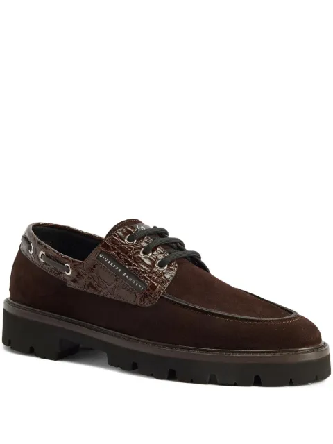Giuseppe Zanotti crocodile-embossed suede lace-up shoes Brown IU50005002