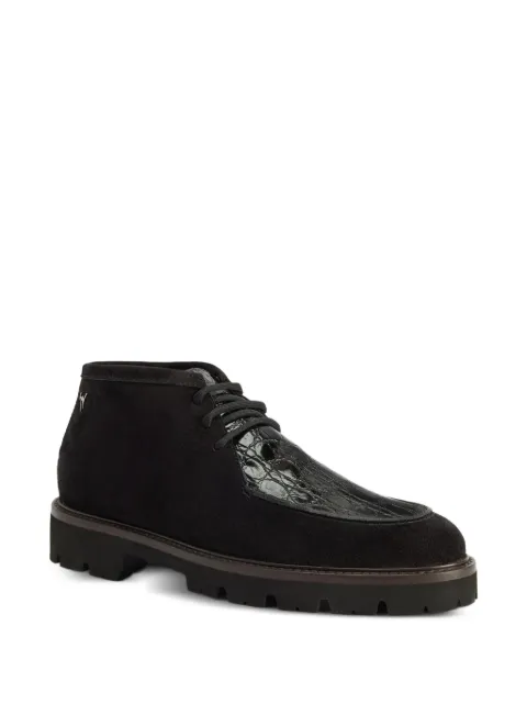 Giuseppe Zanotti crocodile-effect suede lace-up shoes Black IU50006001