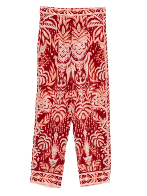 FARM Rio Tropical Tapestry pleated ikat trousers Red 336540