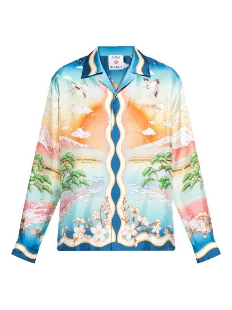 Casablanca Tennis Club silk shirt Blue UMPF25SH00601
