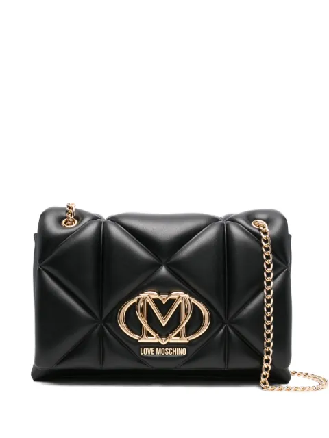 Love Moschino quilted logo-plaque shoulder bag Black JC4041PP1NLC0