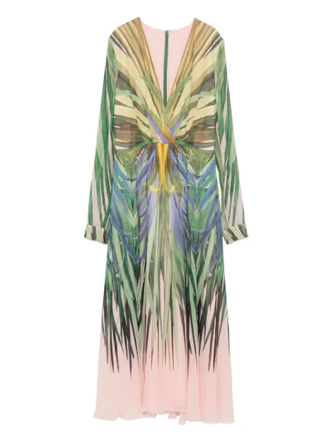 Elie Saab v-neck printed dress Green D0750PP25VI005