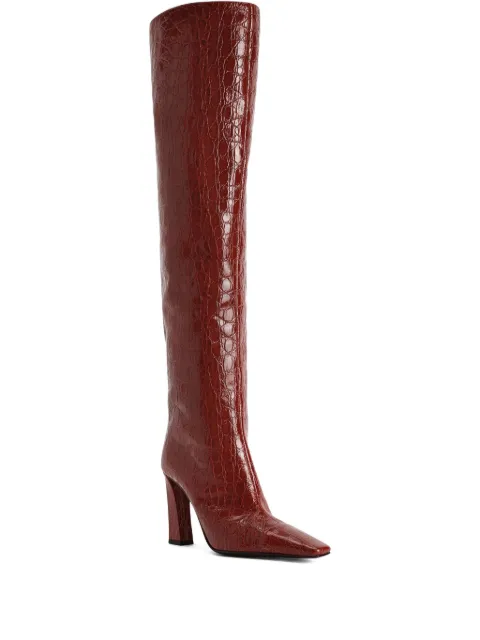 Giuseppe Zanotti 90mm crocodile-embossed knee-high boots Red I480003009