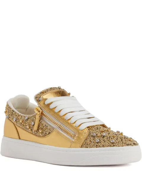 Giuseppe Zanotti embellished zip low-top sneakers Yellow RU50022001