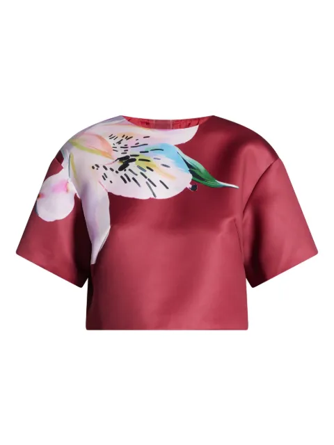 Leo Lin Indie floral-print short-sleeve blouse Red LLPF250632