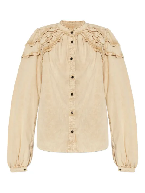 MARANT ÉTOILE ruffled cotton shirt Neutrals HT0677FAC3G05E