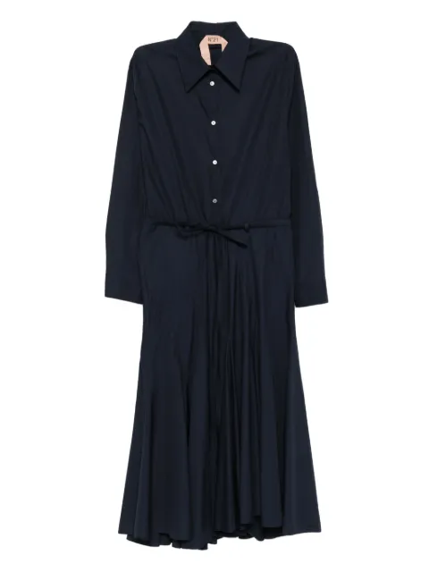 Nº21 button-down flared midi dress Blue 25IN2C0H1710132
