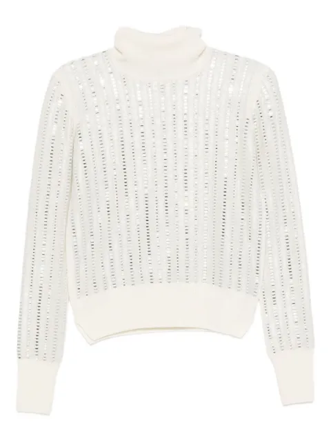 Ermanno Scervino rhinestone-embellished turtleneck jumper Neutrals D475M308CTEJY