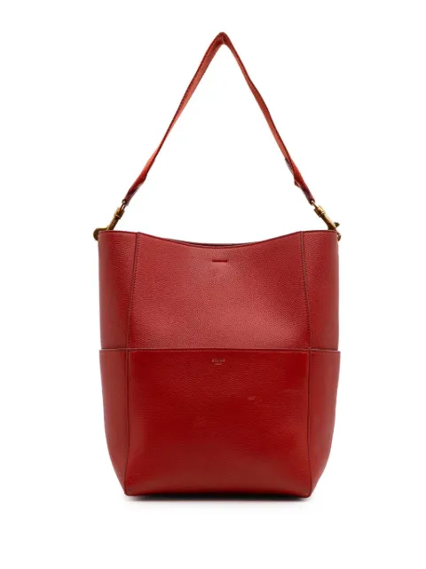 Celine Pre-Owned 2018 Medium Leather Seau Sangle bucket bag Red VEW7K65CDY5OU84O