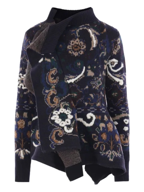 sacai patterned ruffled wool sweater Black 2507983201