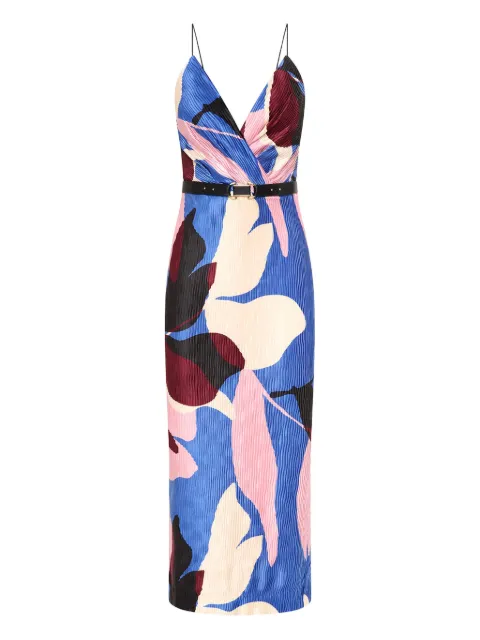Rebecca Vallance Mika pleated floral-print midi dress Blue 25031215